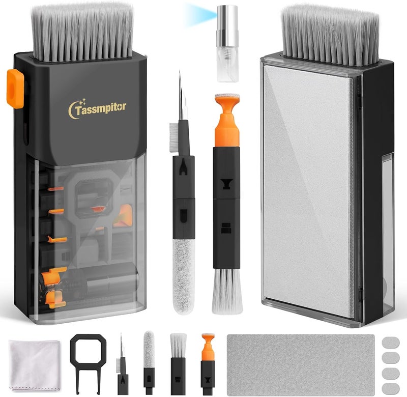 Tassmpitor Keyboard Cleaning Kit Keyboard Cleaner, All in One Computer Screen and Laptop Cleaner, Compact Portable Electronic Laptop Cleaning Kit with Soft Brush and Spray for MacBook iPad iPhone Earbud, Black - Image 1